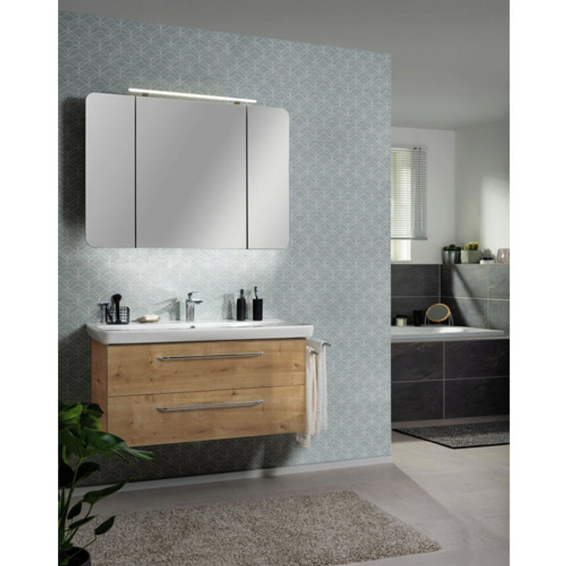 Fackelmann Waschtischunterschrank Milano in Eiche braun, B/H/T: 100 x 49,2 x 47,6 cm - Bild 2