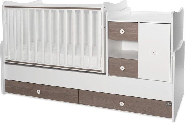 Lorelli Babybett und Jugendbett Mini Max 3 in 1 umbaubar für 2 Kinder in Braun und Weiß - Bild 1