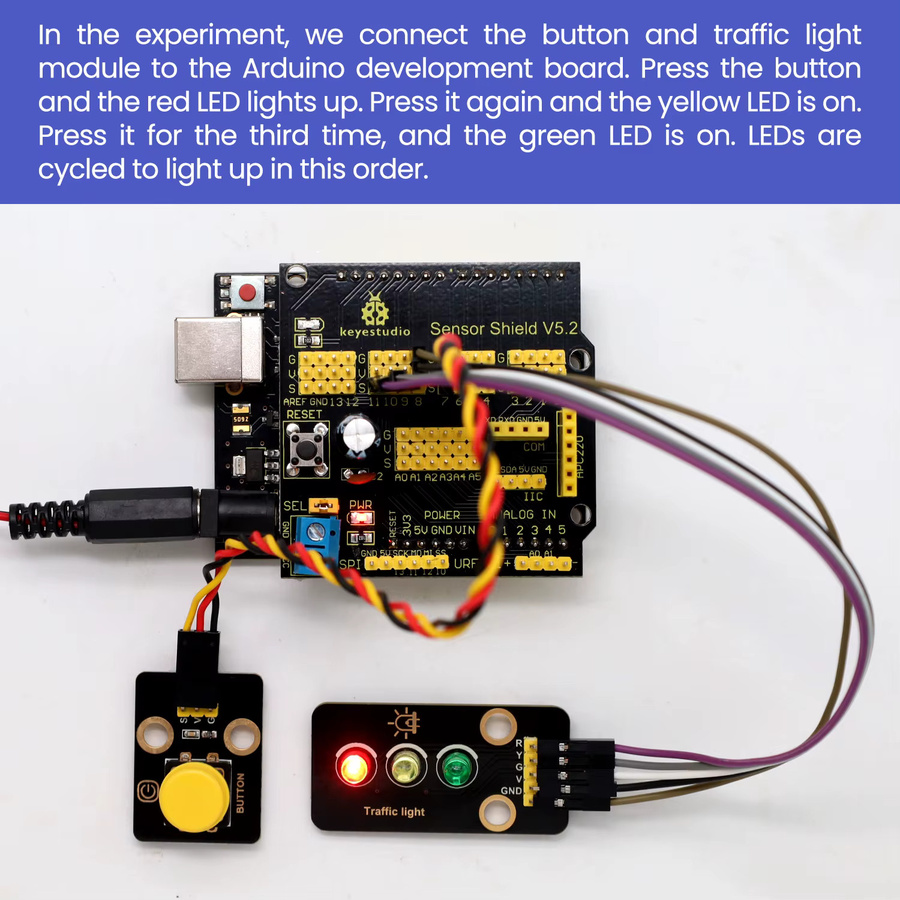 Keyestudio Ampelmodul in Multicolor für Arduino, Microbit und Raspberry Pi, kompatibel mit Lego DIY elektronischen Bausteinen - Bild 5
