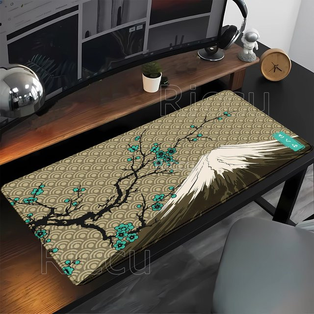 Eenehana XXL Mauspad Japanisches Sakura Mount Fuji Design aus Naturkautschuk für Büro und Laptop - Bild 1