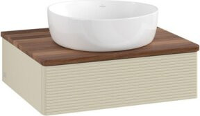 V&B Waschtischunterschrank Antao mit Frontstruktur und Beleuchtung, Farbe: Weiss, B/T/H: 60 x 50 x 19 cm - Bild 1