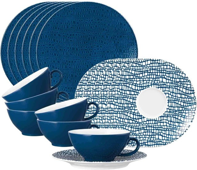 Seltmann Weiden Teeservice Life Fashion aus Porzellan, 18er Set, Blau - Bild 1