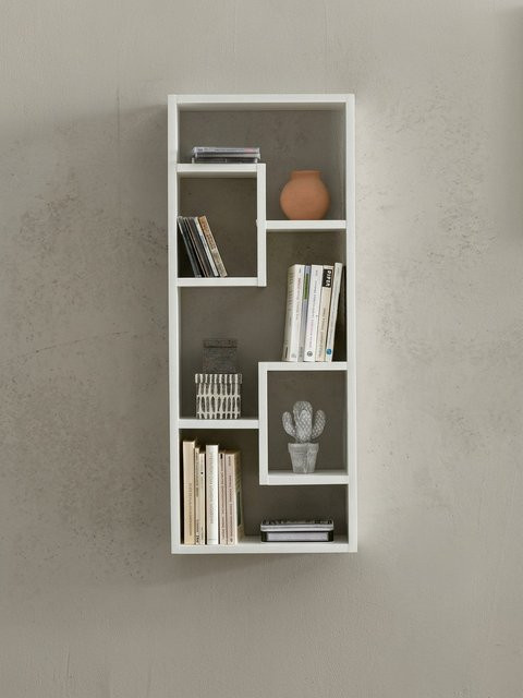 Modernes Wandregal aus Holz von KADIMA DESIGN in Weiß, B/T/H: 36 x 15 x 90 cm - Bild 1