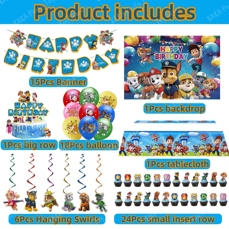 66-teiliges Paw Patrol Geburtstagsdekorations-Set mit Luftballons, Banner, Hintergrund und Tischdecke in Mehrfarbig für Kinderpartys - Bild 2