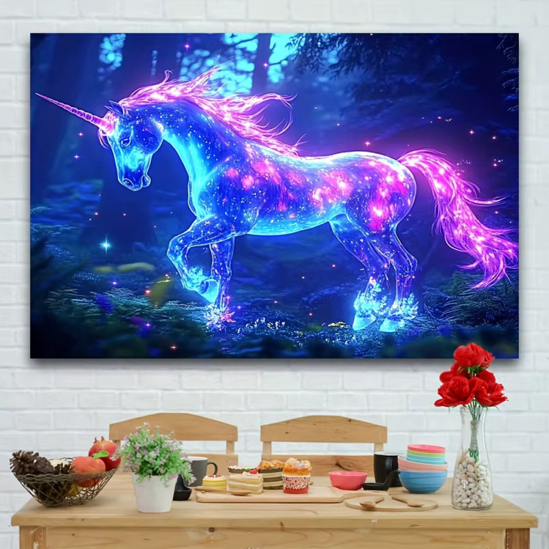 VIKAMA Wandteppich Girl Heart Fantasy Forest Unicorn in Multicolour als Wanddekoration für Schlafzimmer und Wohnzimmer - Bild 3