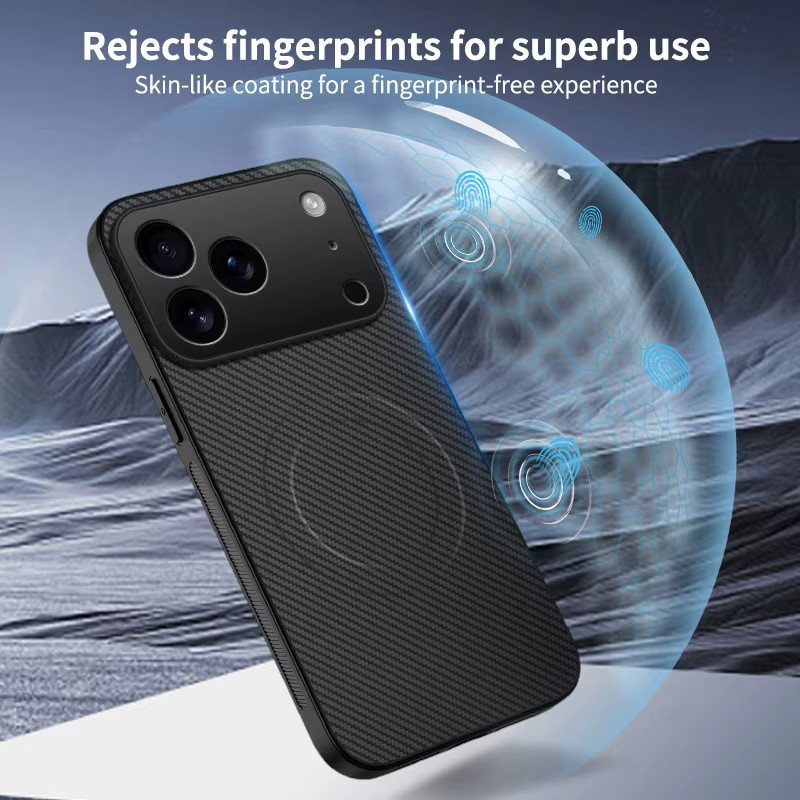 CYYWN Magnetic Case für iPhone 17 Pro Max 16 15 14 13 Pro Max mit Carbon Fiber Textur und PU Leder in Schwarz oder Blau - Bild 5
