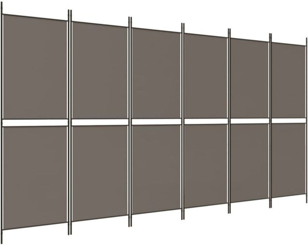 Vidaxl 6-teiliger Paravent in Anthrazit aus Textil und Metall, modern und freistehend, B/H: 300 x 200 cm - Bild 1