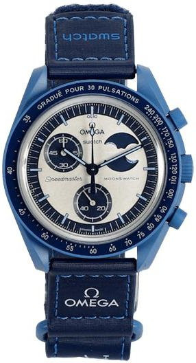 Swatch X Omega Mission To The Super Blue, Armbanduhr, Quarz, Keramik, Mondphase, 42 mm, Unisex - Bild 1