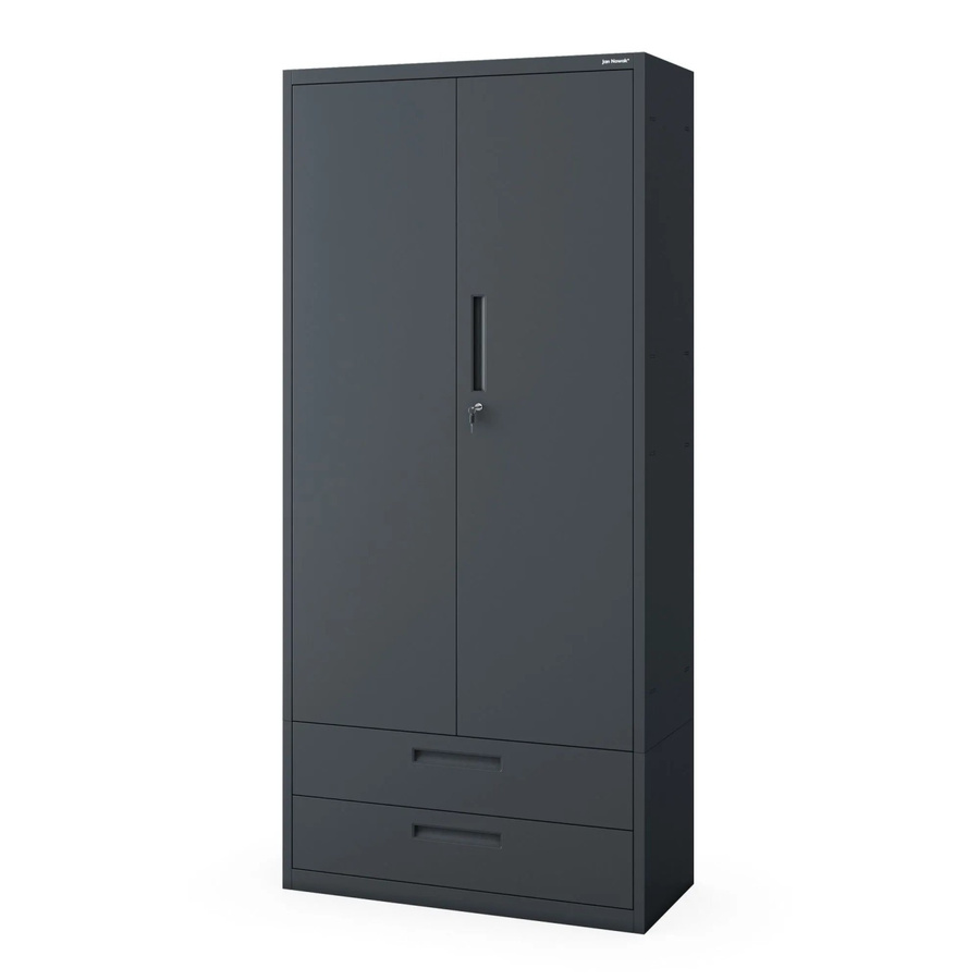 JAN NOWAK Hoher Metall-Büroschrank MEGAN mit Schubladen und Türen, Anthrazit, H: 195 cm, B: 90 cm, T: 40 cm - Bild 2