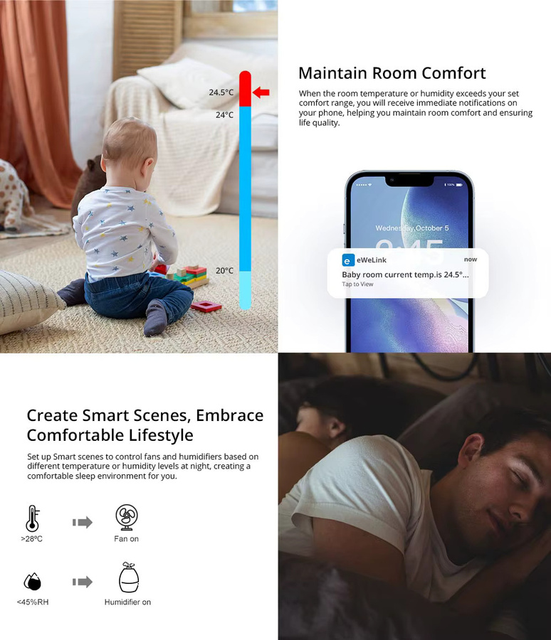 SONOFF SNZB 02P ZigBee Smart Temperatursensor und Feuchtigkeitsdetektor in Weiß, kompatibel mit eWeLink, Alexa und Google Assistant - Bild 3