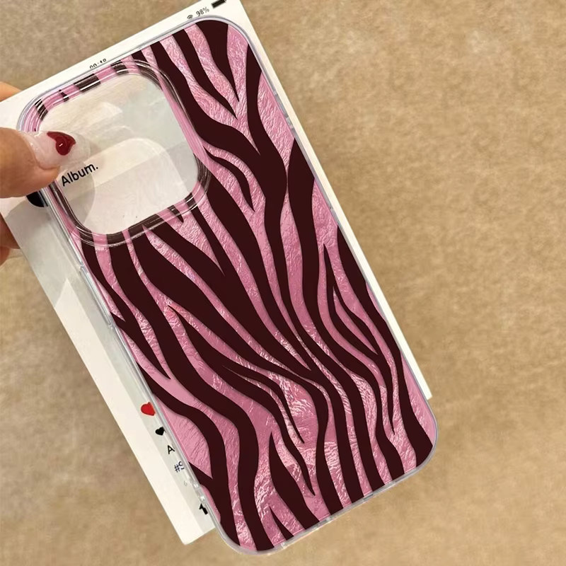 Stoßfeste Handyhülle Wolkerfly mit weinroten Streifen für iPhone 17 Pro Max, iPhone 16, 15, 14, 13, 12, 11 und weitere Modelle, Farbe: Weinrot/Pink - Bild 2
