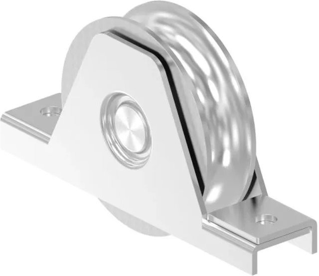 FeNau Schiebetorrolle aus Edelstahl V4A in Silber mit Bügel, Durchmesser: 90 mm, Rundrille: 20 mm - Bild 1