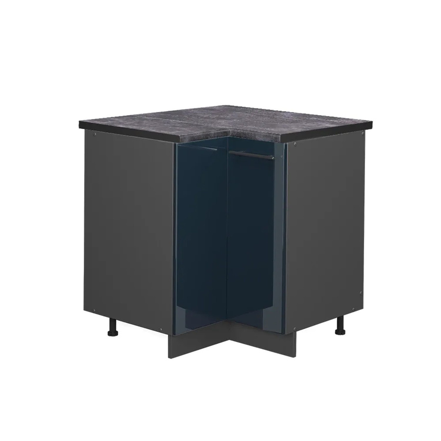Vicco Eckunterschrank Fame-Line Küche Anthrazit Dunkelblau Hochglanz mit Arbeitsplatte Höhe: 87 cm - Bild 3