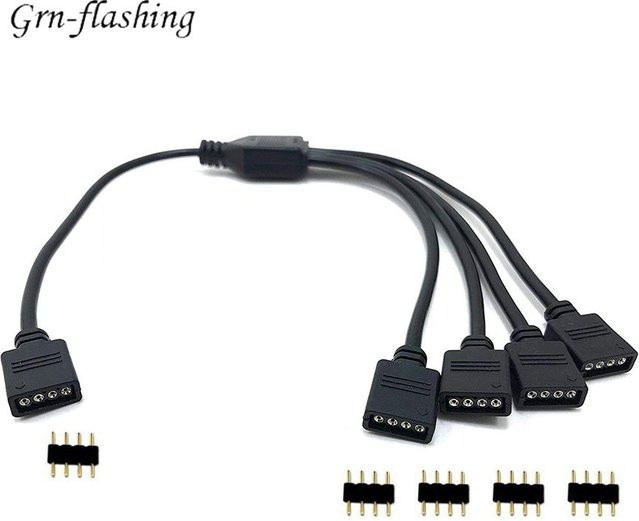 RGB LED Streifen Strom Splitter Kabel mit 4 Pins Nadel Buchse für LED Lichtstreifen in Weiß - Bild 1