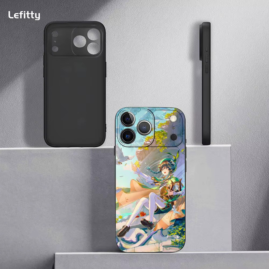 Venti Genshin Impact Handyhülle für iPhone 11 bis 17 Pro Max Plus Mini, Schwarz Frosted Soft Shell - Bild 4