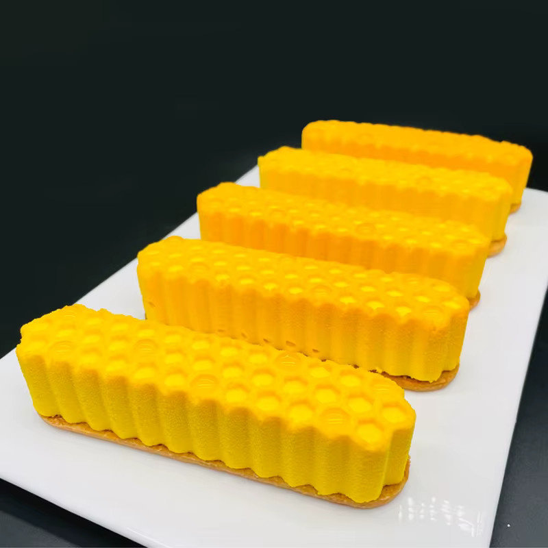 Meibum Silikon Backform Wabenform für Mousse und Kuchen in Weiß, rechteckig - Bild 2