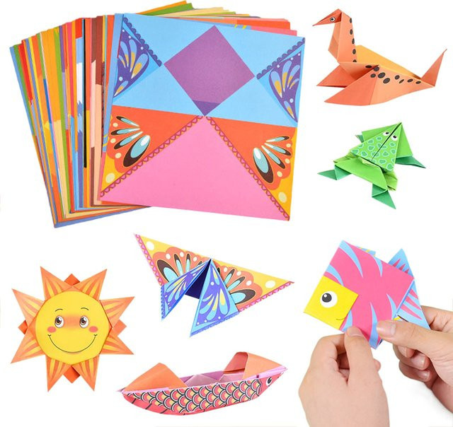 TMZ Cartoon-Origami-Set mit Tier-Motiven, 54 bis 108 Blatt buntes Dekorpapier für DIY-Bastelarbeiten und Anfänger - Bild 1