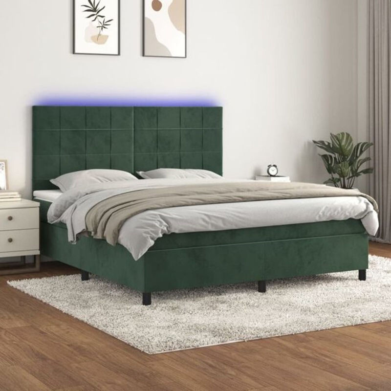 Vidaxl Boxspringbett mit Matratze aus Samt in Grün, B/T/H: 180 x 200 cm - Bild 1