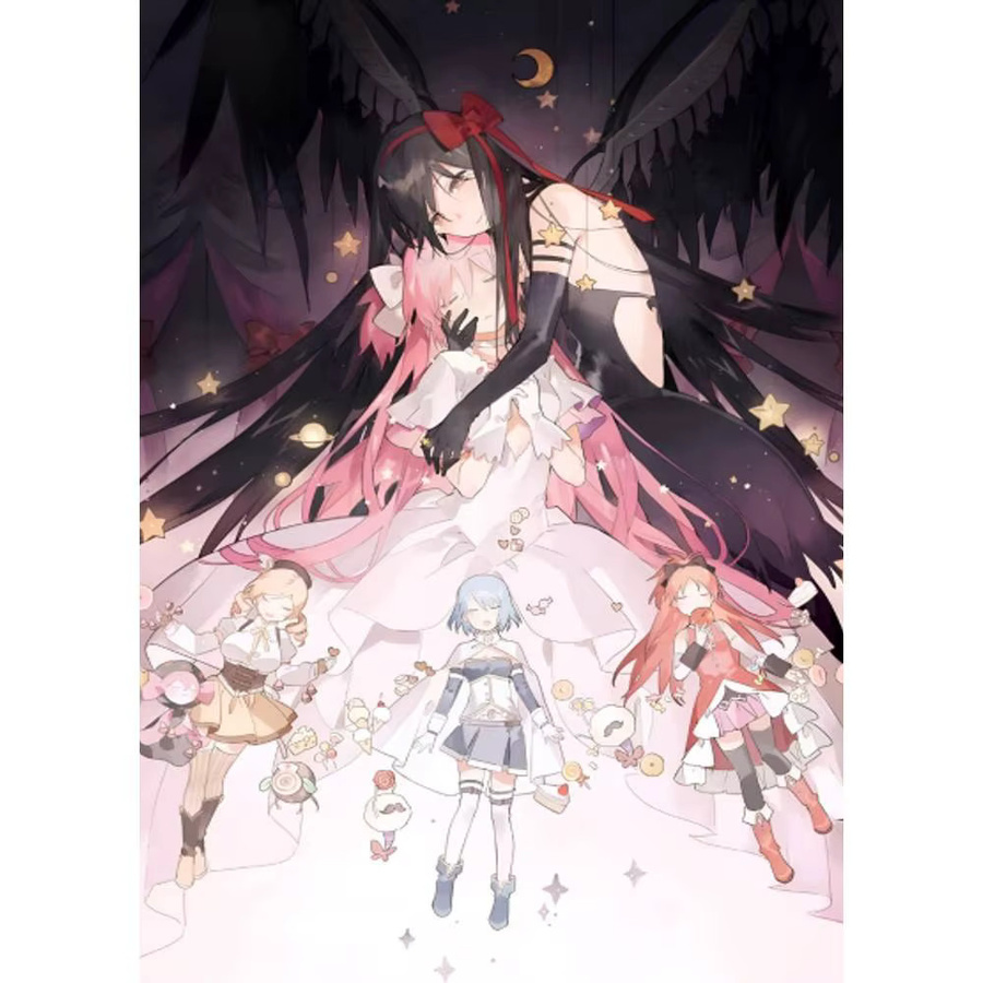 Selbstklebender Manga-Papierposter Puella Magi Madoka Magica in Pink und Multicolour, Wandkunst für dein Zuhause, B/H: 15 x 15 cm - Bild 7