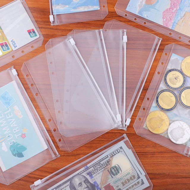 8er Set PVC Zipper Beutel transparent für Budget Organizer und Dokumente A7 - Bild 1
