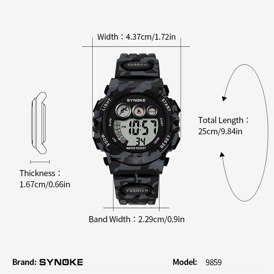 SYNOKE Digitaluhr, Kunststoff, Schwarz, Kinder - Bild 3