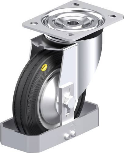 Blickle Stahlblech-Lenkrolle L-RD 162R-FA-FS in Silber, Rad-Durchmesser: 160 mm, Tragfähigkeit: 225 kg - Bild 1