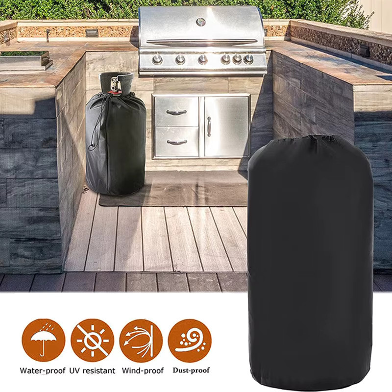 Wasserdichte Camping Gas Tank Abdeckung aus 210D Oxford Polyester in Schwarz, B/T/H: 59,0 x 31,0 x 0 cm - Bild 3