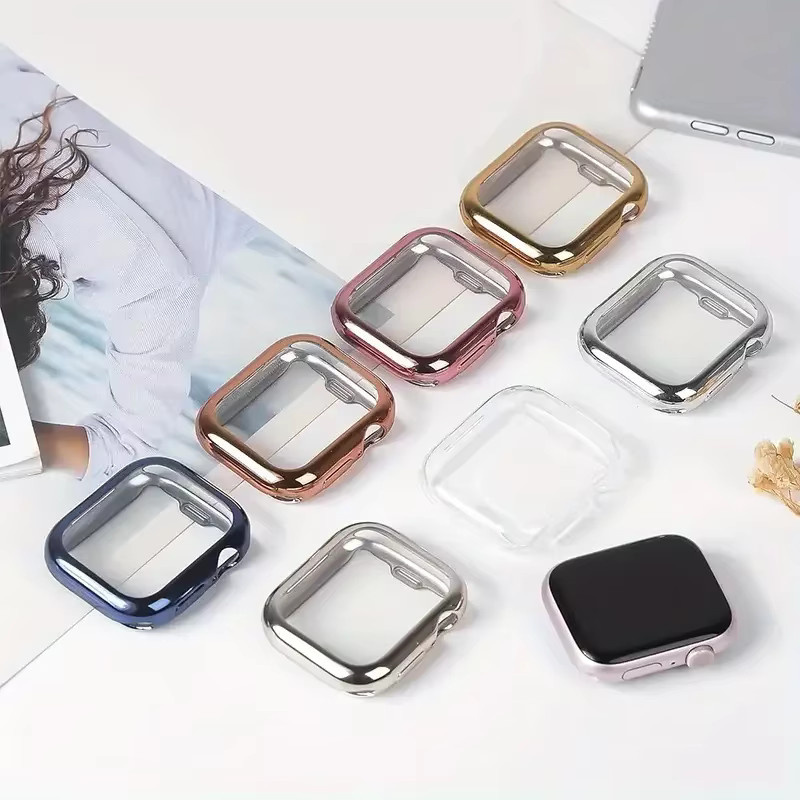 PEO TPU-Gehäuse und Displayschutzfolie für Apple Watch Serie 9 8 7 6 5 4 SE in Transparent - Bild 2