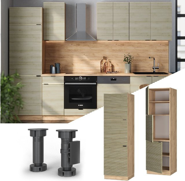 Vicco Vorratsschrank Fame-Line Eiche, Breite: 60 cm, 3 Türen mit Soft-Close-Funktion - Bild 1