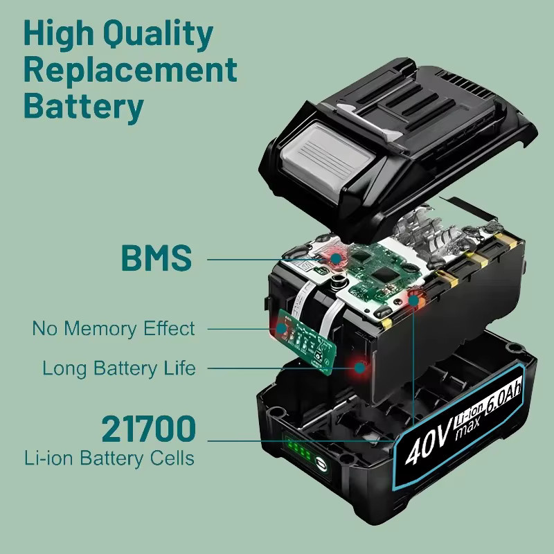 Makita XGT 40V Li-Ion Akku 6,0 Ah in Schwarz für elektrische Bohrer und Schrauber - Bild 2