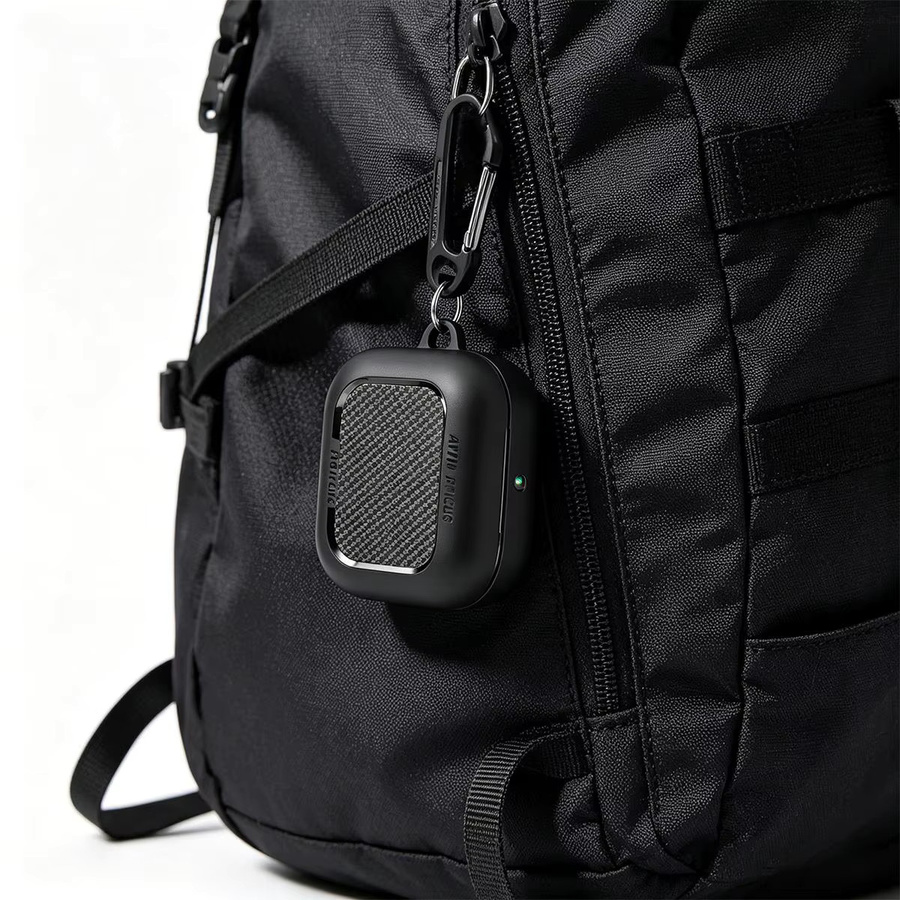 XDcase Stoßfeste Schutzhülle für Samsung Galaxy Buds4 / Buds4 Pro mit Faserstruktur und Karabiner, Schwarz - Bild 3