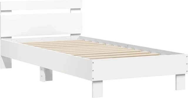 vidaXL Bettgestell mit Kopfteil in Weiß mit LED-Leuchten und USB-Ladeport aus Holzwerkstoff, B: 75 cm, H: 80 cm, T: 190 cm - Bild 1