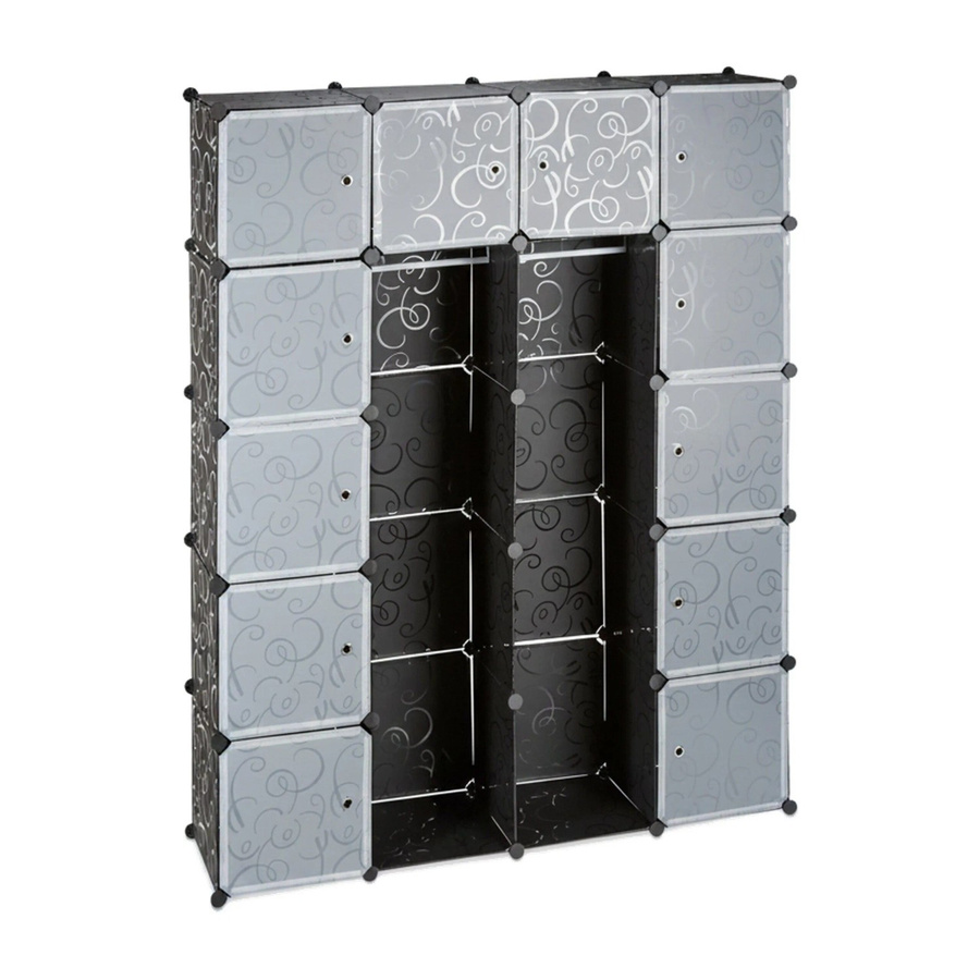 Relaxdays Kleiderschrank Stecksystem aus Kunststoff und Metall in Schwarz, erweiterbar, B: 180 cm, H: 145 cm, T: 36,5 cm - Bild 2