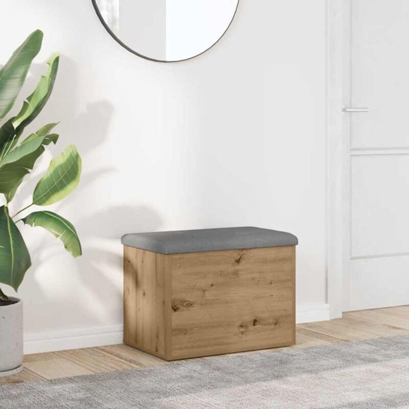 Vidaxl Sitzbank mit Stauraum als Sitztruhe in Eiche Natur mit Stoffbezug, B/T/H: 62 x 42 x 45 cm - Bild 1