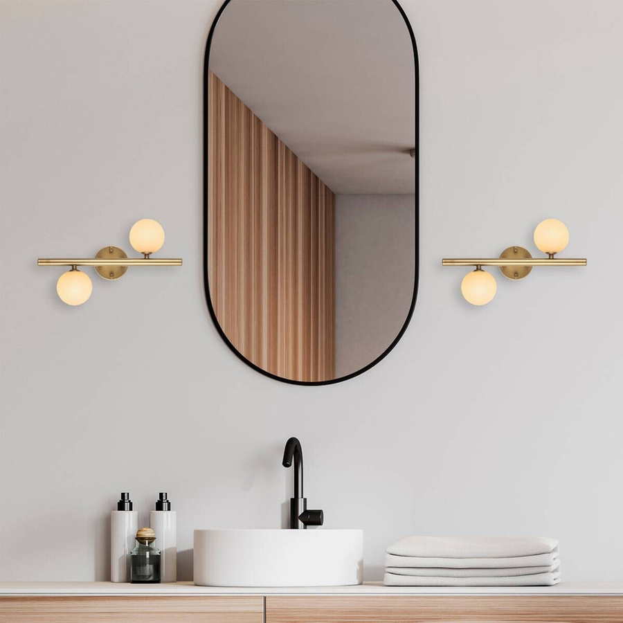 Opviq Wandleuchte Domino in Gold mit Glas und Metall, 2 G9 Brennstellen, B/H/T: 12 x 26 x 12 cm - Bild 3