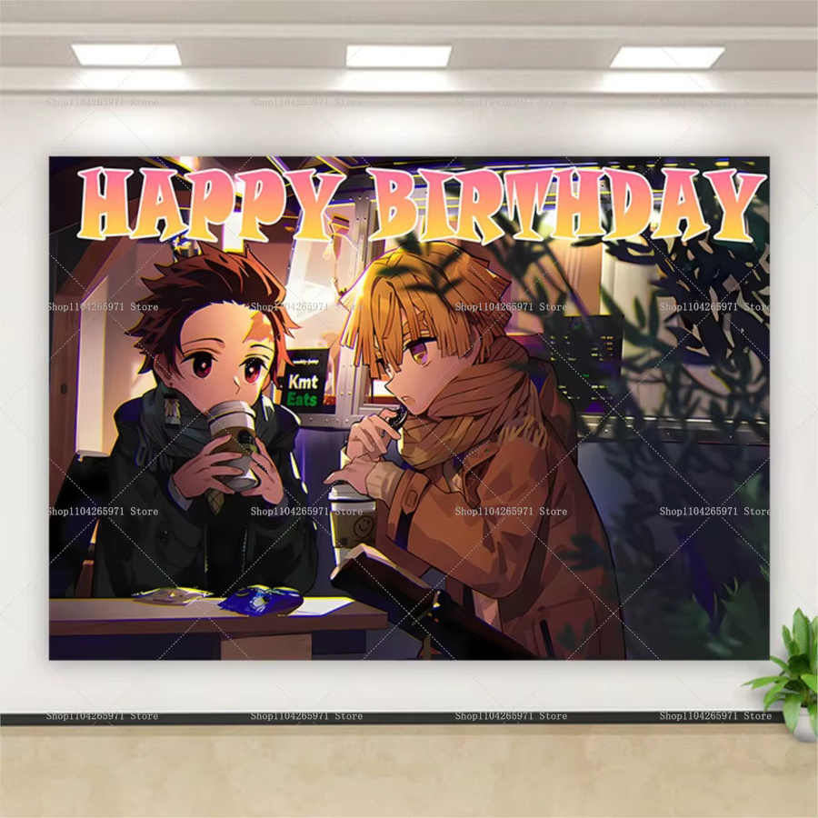 Bandai Demon Slayer Kimetsu no Yaiba Anime Fotohintergrund Banner für Kindergeburtstage, Mehrfarbig, B: 150 cm, H: 100 cm - Bild 2