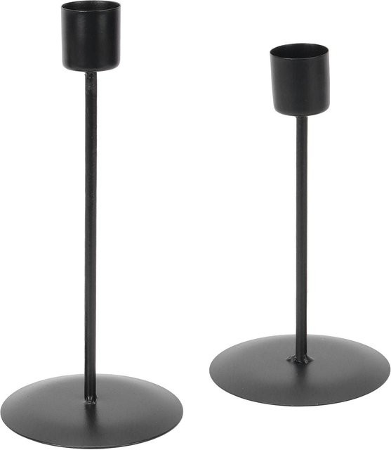 Tooarts Kerzenhalter 2er-Set SingleHead aus Metall in Schwarz für Taper Kerzen im Vintage-Stil - Bild 1