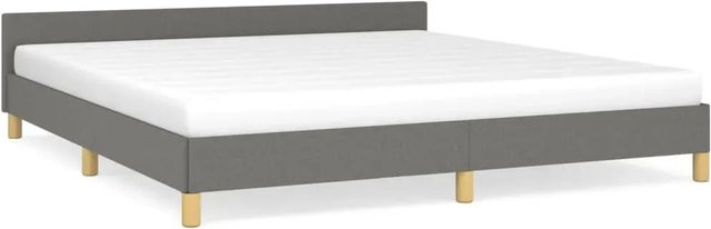 vidaXL Bettgestell mit Kopfteil in Dunkelgrau aus Stoff, B/T/H: 180 x 200 x 183 cm - Bild 1