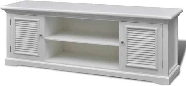 vidaXL TV-Schrank in Weiß im Antik-Look aus Kiefernholz und MDF, B/T/H: 121,0 x 41,7 x 30,5 cm - Bild 1