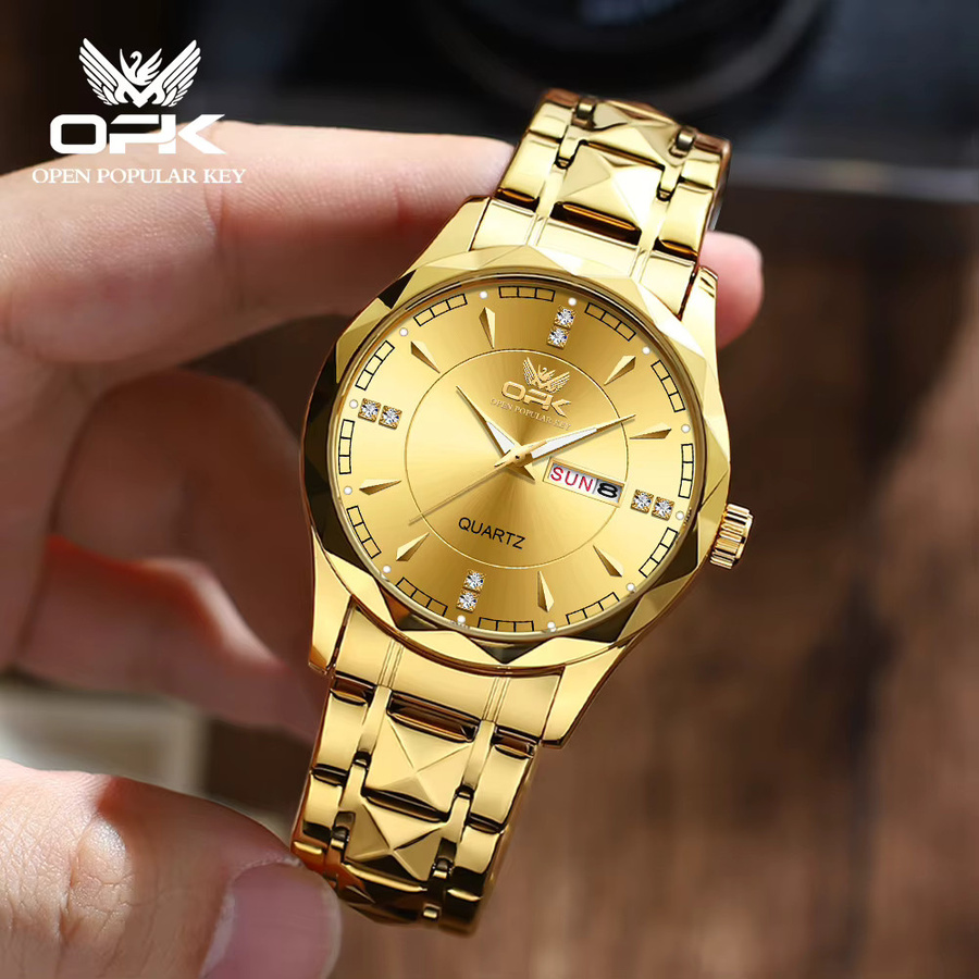 OLEVS Armbanduhr Quarz, Edelstahl, Gold, Herren - Bild 2