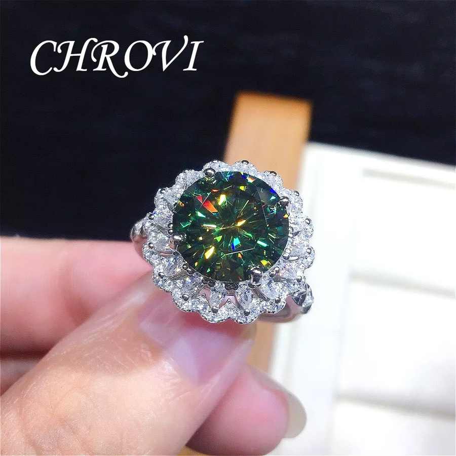 CHROVI Ring 925 Silber, Moissanit, Damen, Blau-Grün - Bild 2
