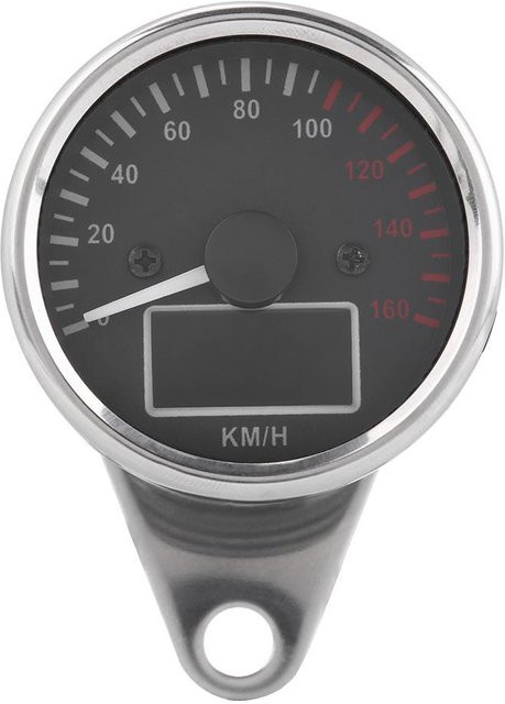Wosawe Digitaler LED LCD Motorrad Tacho mit Drehzahlmesser und Geschwindigkeitsmesser in Chrom Schwarz - Bild 1