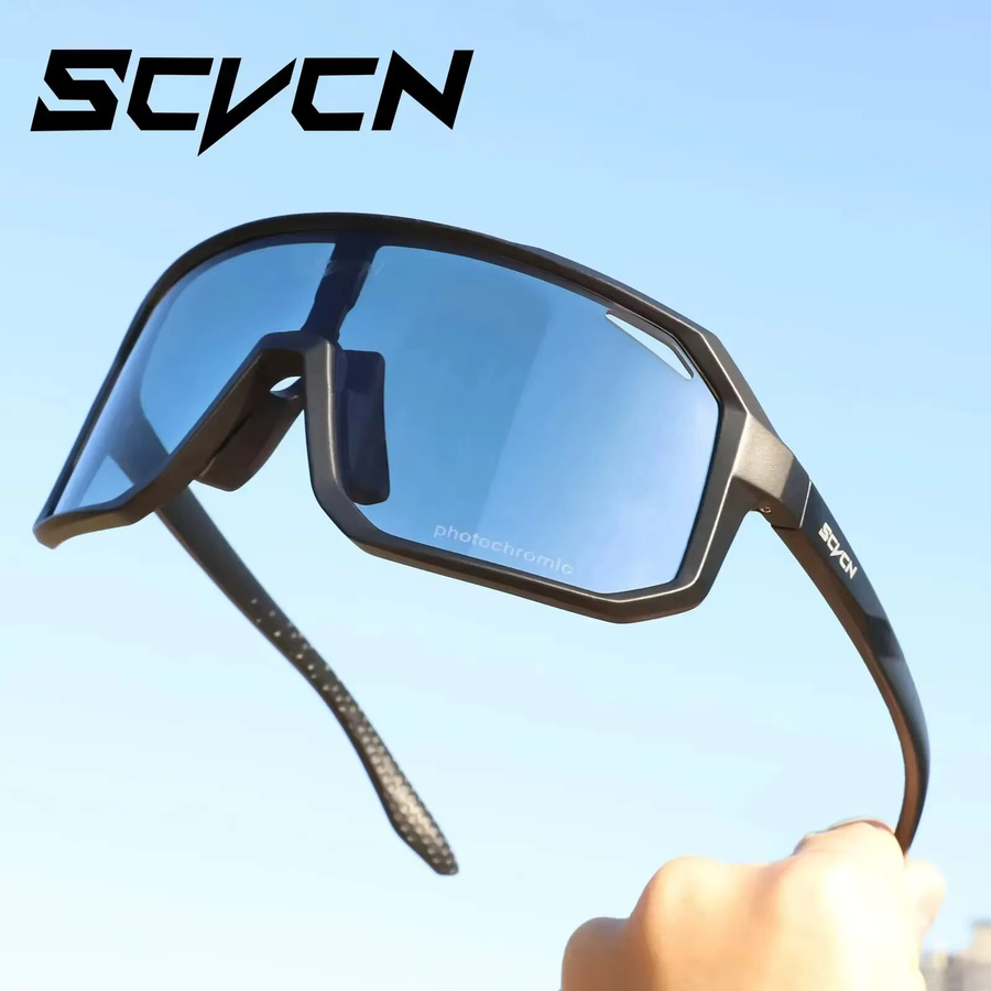SCVCN Sportsonnenbrille, Photochrome, Vollrand, Kunststoff, Unisex, Schwarz - Bild 3
