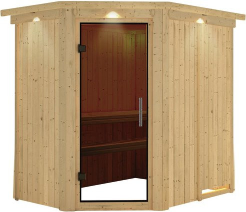 Karibu Sauna Wenden für 3 Personen aus Fichtenholz in Beige, B/T/H: 210 x 202 x 165 cm - Bild 1