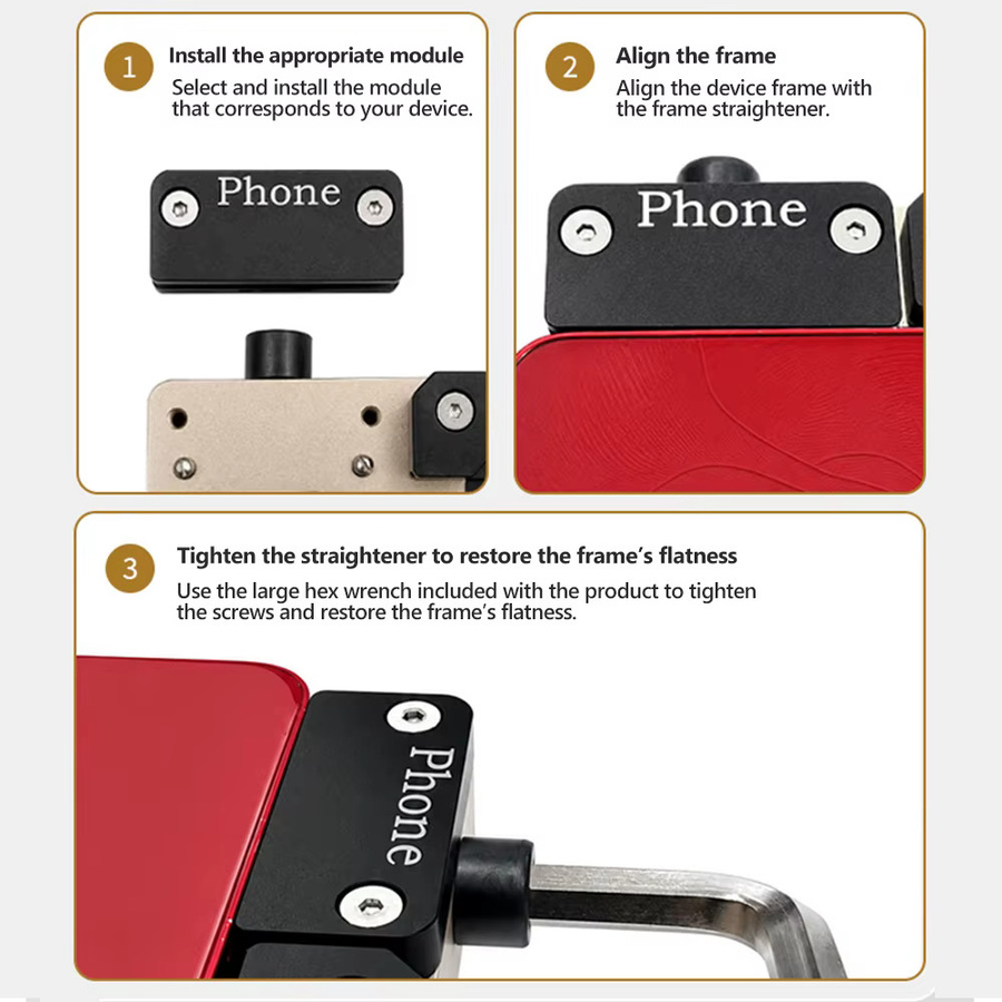 KEGUAN FSF-001 4-in-1 Kantenrahmen-Geradehalter für die Handy- und iPad-Reparatur zur Korrektur von geraden und abgerundeten Kanten - Bild 4