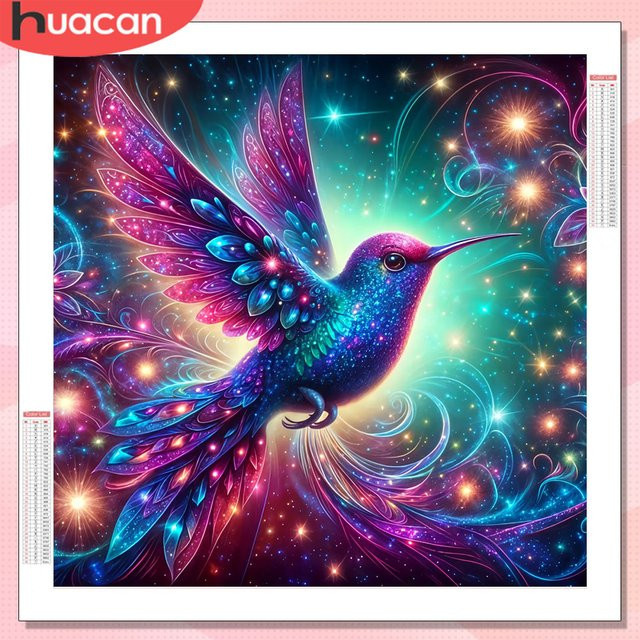 HUACAN Diamantmalerei Vogel Tier Fantasie Motiv als 5D Strass Diamantmosaik mit Rundbohrern in Multicolour zur Wanddekoration - Bild 1