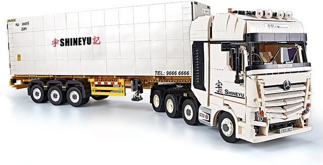 inhaw Traktor-Kopfteil mit LKW-Container-Bausteinen, 1:10, rosa, weiß - Bild 1