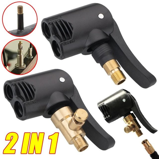 DAINU 2-in-1 Pumpendüse und Luftanschlussadapter in Schwarz für Fahrrad, Motorrad und aufblasbare Ventilanschlüsse - Bild 1