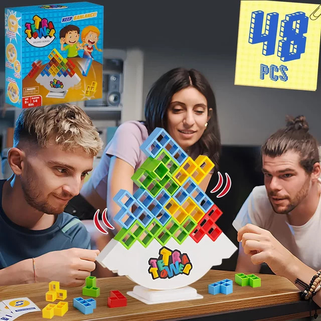 NOVELTYRC Tetra Tower Spaß Balance Stapel Bausteine Brettspiel, 48-teiliges Set, ab 5 Jahren - Bild 1