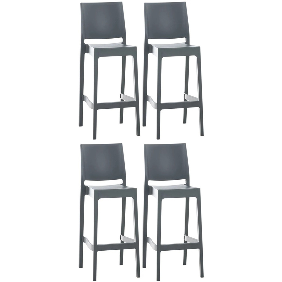 DELUKE Barhocker MIAMI 4er Set Dunkelgrau Kunststoff mit Lehne und Stapelfunktion - Bild 2